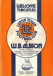 Programme: Luton Town FC vs West Bromwich Albion (13th Dec 1975)