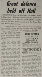 Match Report: Hull City vs Luton Town FC (20th Dec 1975)