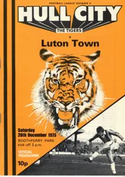 Programme: Hull City vs Luton Town FC (20th Dec 1975)
