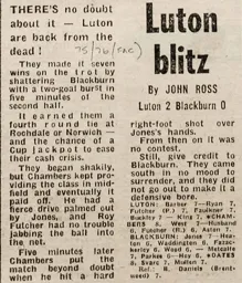 Match Report: Luton Town FC vs Blackburn Rovers (3rd Jan 1976)