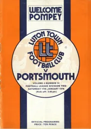 Programme: Luton Town FC vs Portsmouth (17th Jan 1976)