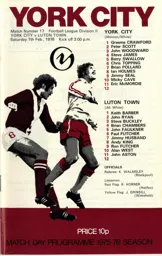 Programme: York City vs Luton Town FC (7th Feb 1976)
