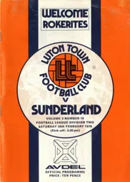 Programme: Luton Town FC vs Sunderland (28th Feb 1976)