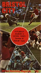 Programme: Bristol City vs Luton Town FC (6th Mar 1976)