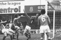 Jimmy Husband heads the first Luton goal into the roof of the net