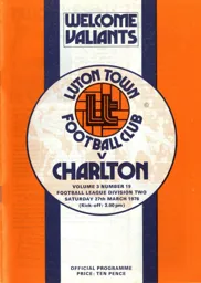 Programme: Luton Town FC vs Charlton Athletic (27th Mar 1976)