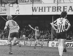 Alan West races away after putting the Hatters ahead