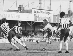 Jimmy Husband tries to find a way through a packed Notts rearguard