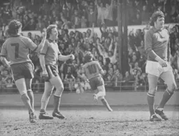 Brian Chambers wheels away after netting the Town's second goal