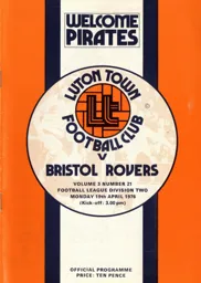 Programme: Luton Town FC vs Bristol Rovers (19th Apr 1976)