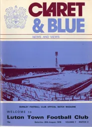 Programme: Burnley vs Luton Town FC (28th Aug 1976)