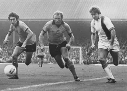 Alan West about to cross the ball