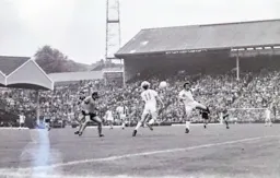 Ron Futcher chest the ball down for Dixie Deans