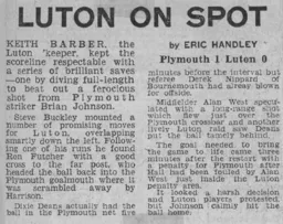 Match Report: Plymouth Argyle vs Luton Town FC (2nd Oct 1976)