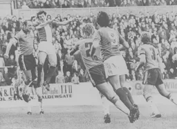 Billy Rafferty heads in the Carlisle equaliser