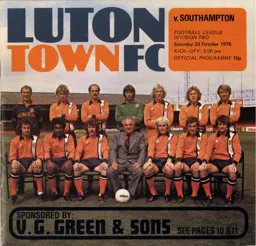 Programme: Luton Town FC vs Southampton (23rd Oct 1976)