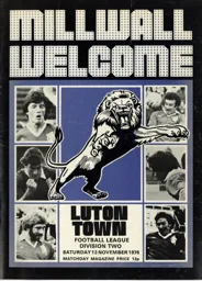 Programme: Millwall vs Luton Town FC (13th Nov 1976)