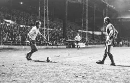 John Aston takes on a Cardiff defender