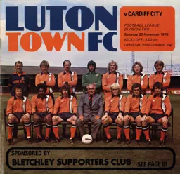 Programme: Luton Town FC vs Cardiff City (20th Nov 1976)