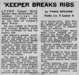 Match Report: Notts County vs Luton Town FC (27th Nov 1976)