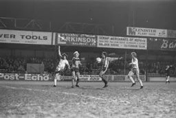 The Blackpool defence clears