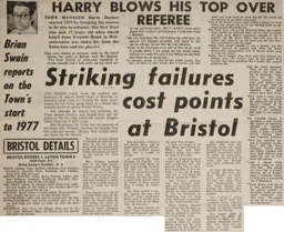 Match Report: Bristol Rovers vs Luton Town FC (1st Jan 1977)