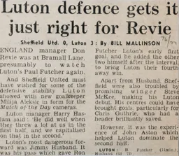 Match Report: Sheffield United vs Luton Town FC (22nd Jan 1977)