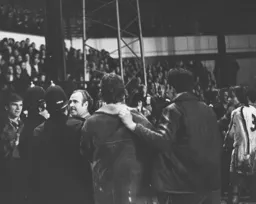 Hull coach Andy Davidson has to be held back at the end