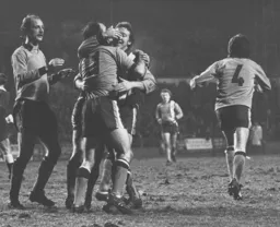 John Aston is congratulated by Steve Buckley