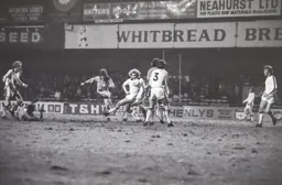 Brian Chambers fires a shot towards goal