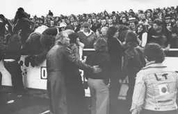 Harry Haslam helps the trapped supporters