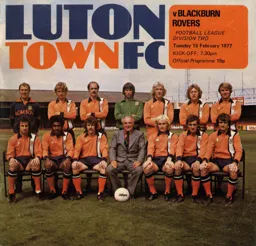Programme: Luton Town FC vs Blackburn Rovers (15th Feb 1977)