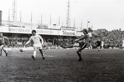 Ron Futcher fires toward the Oak Road End