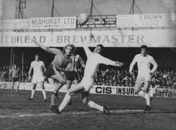 Ron Futcher tries a shot from the edge of the area