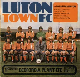 Programme: Luton Town FC vs Wolverhampton Wanderers (5th Mar 1977)