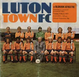 Programme: Luton Town FC vs Oldham Athletic (8th Mar 1977)