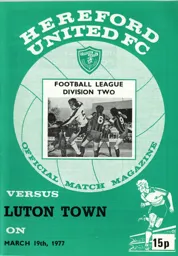 Programme: Hereford United vs Luton Town FC (19th Mar 1977)