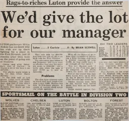 Match Report: Luton Town FC vs Carlisle United (26th Mar 1977)