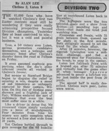 Match Report: Chelsea vs Luton Town FC (9th Apr 1977)