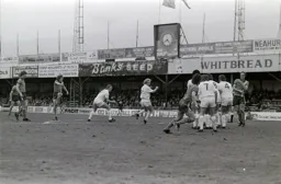 Steve Buckley hammers a fierce shot towards the Orient wall