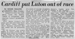 Match Report: Cardiff City vs Luton Town FC (16th Apr 1977)