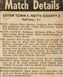 Match Report: Luton Town FC vs Notts County (23rd Apr 1977)