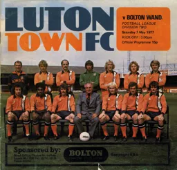Programme: Luton Town FC vs Bolton Wanderers (7th May 1977)