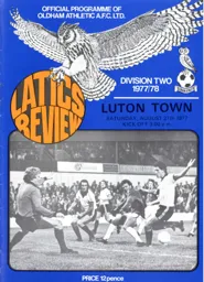 Programme: Oldham Athletic vs Luton Town FC (27th Aug 1977)