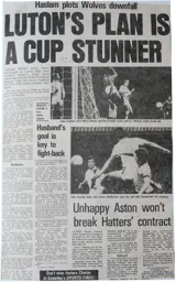 Match Report: Wolverhampton Wanderers vs Luton Town FC (30th Aug 1977)