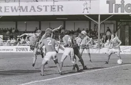 John Faulkner launches a header at the Charlton goal