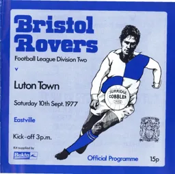 Programme: Bristol Rovers vs Luton Town FC (10th Sep 1977)