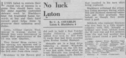 Match Report: Luton Town FC vs Blackburn Rovers (17th Sep 1977)