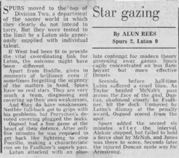 Match Report: Tottenham Hotspur vs Luton Town FC (24th Sep 1977)