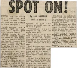 Match Report: Tottenham Hotspur vs Luton Town FC (24th Sep 1977)